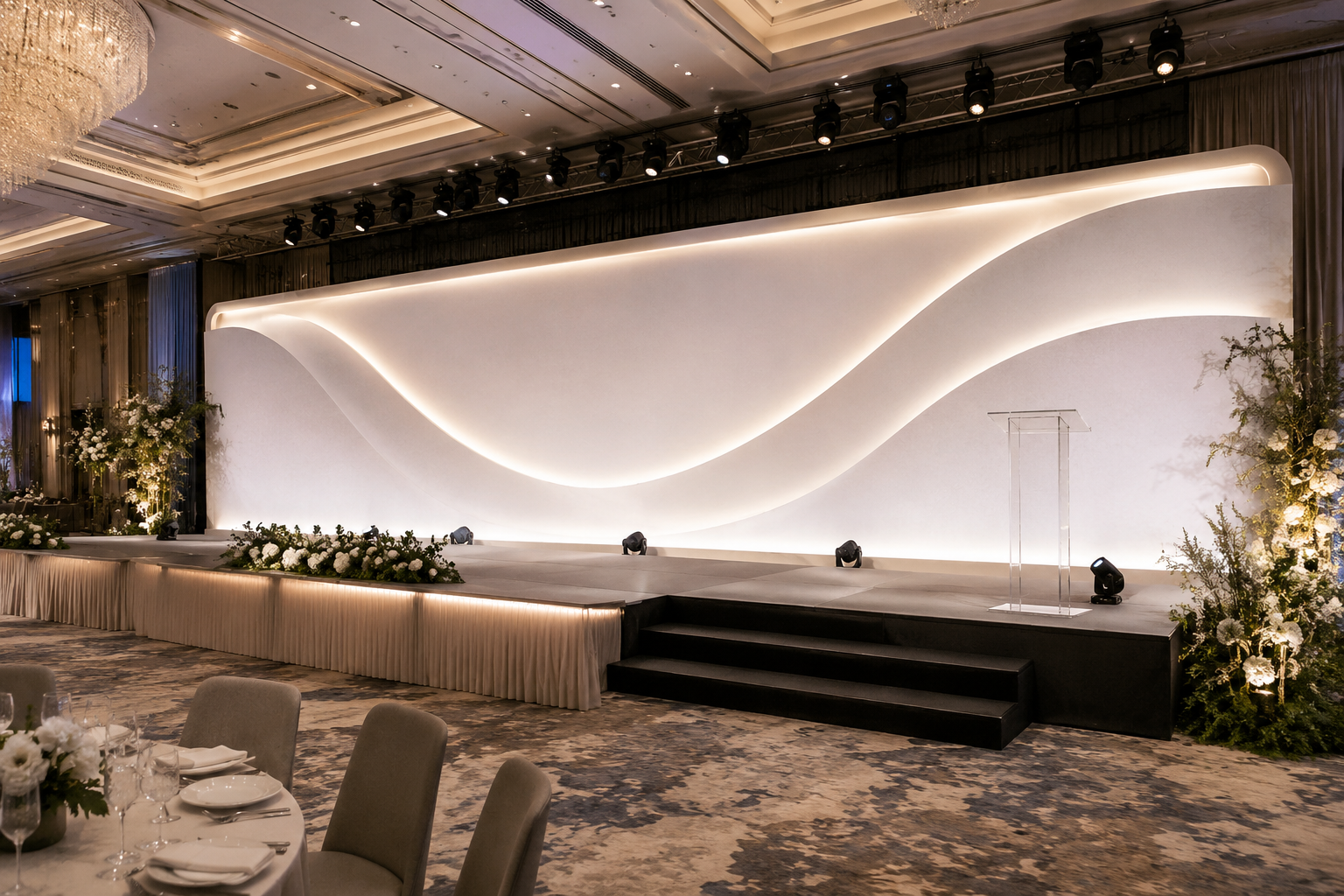 Wedding ballroom LED backdrop